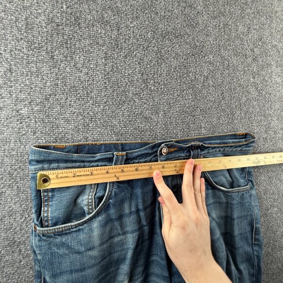 Nudie Jeans Men Denim Jeans Steady Eddie Orange Crinkle Blue Cotton ACTL 33X28 - Picture 16 of 16